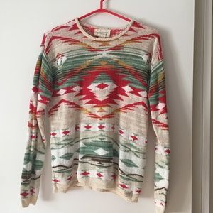 RALPH LAUREN DENIM & SUPPLY Indian Blanket Print Cotton Sweater Size S